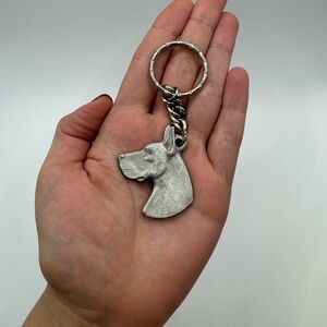 Vintage Pewter Great Dane Silver-Tone Keychain